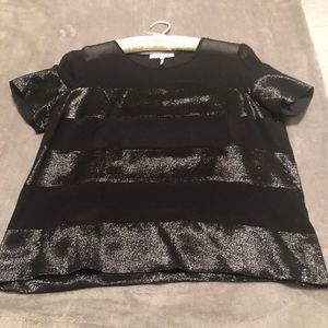 ⚜️BEAUTIFUL SANDRO Metallic Striped Short-Sleeved Top